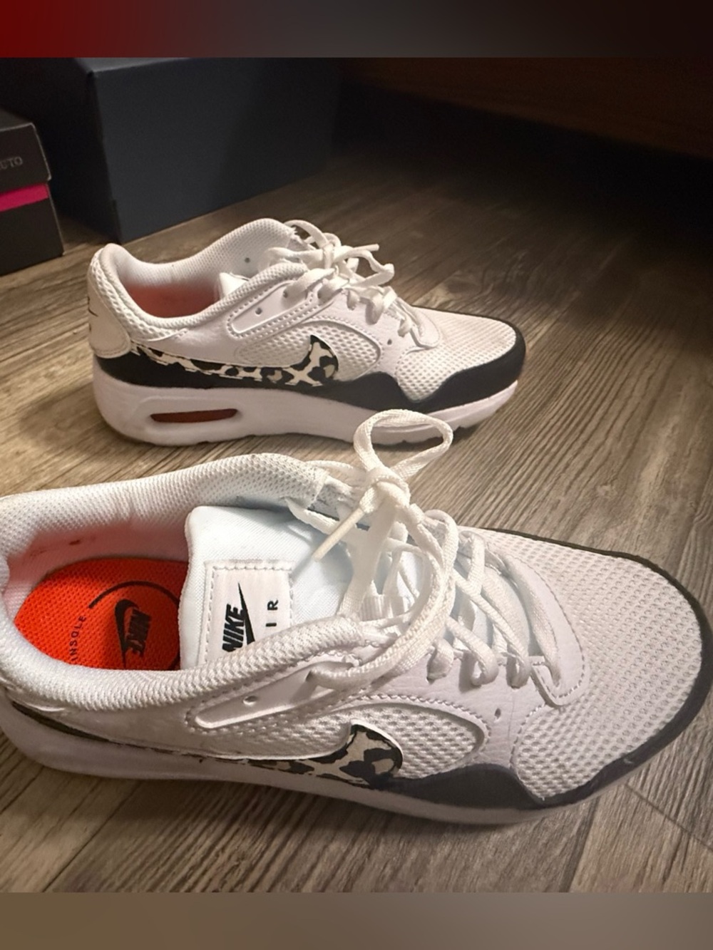 Nike White Black Leopard Accent Athletic Sneakers